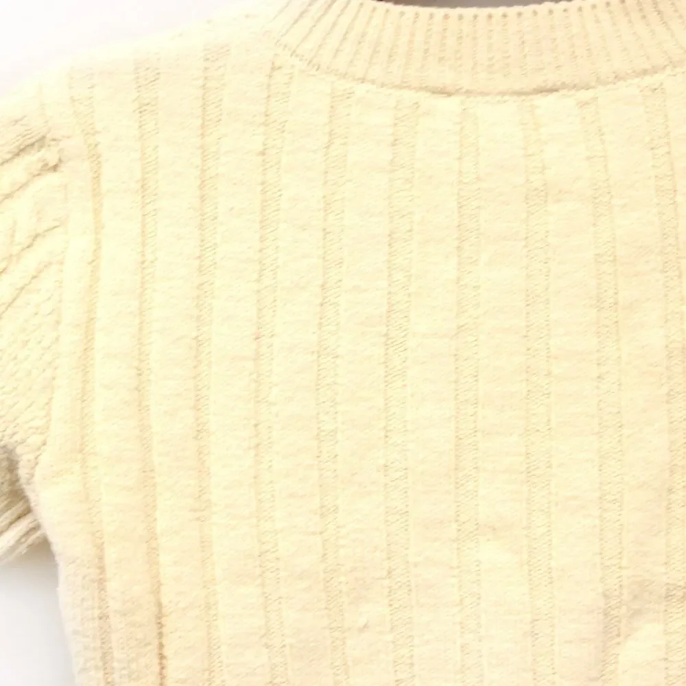 Free People Intimately Crop Top Beige Cable Knit Sweater XS Cozy Winter